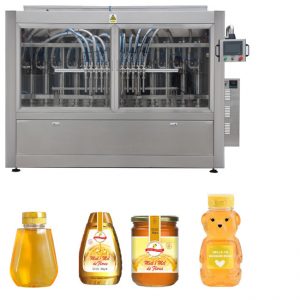 Type automatique de piston servo Sauce au miel Confiture à haute viscosité Remplissage liquide Remplissage Machine à étiquettes Ligne